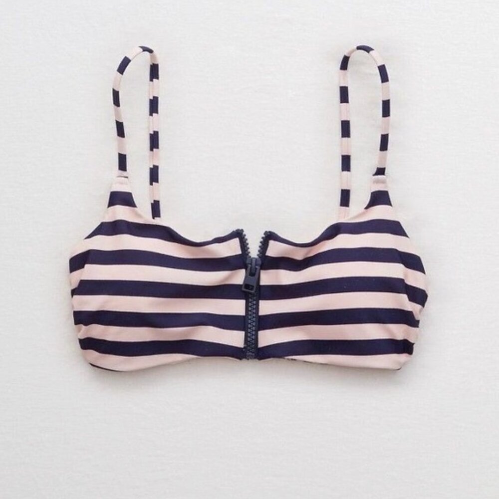 Aerie Striped Scoop Bikini Top M